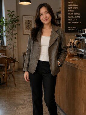 Distressed Brown Genuine Leather Jacket Vintage Moto Boho Women Medium by Plongé
